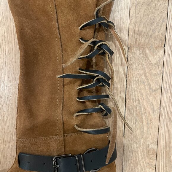 Free People Back-lace Sway Low Slouchy Boots Military Taupe Suede NWOB 9.5 - Picture 7 of 7